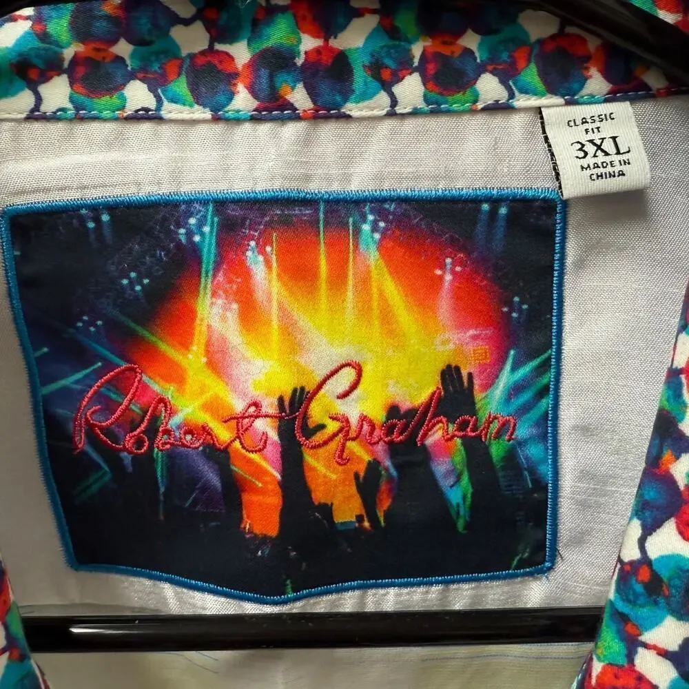 NWT Robert Graham 3XL Classic Fit Short Sleeve Button Down Geometric Shirt